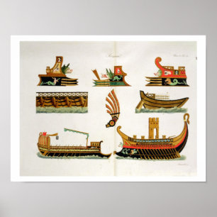 Poster Bateaux romains avec des détails des prête-noms,