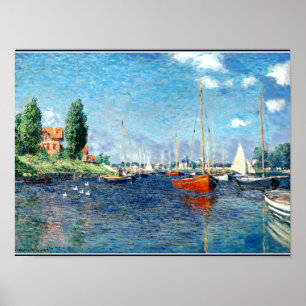 Poster Bateaux rouges, Argenteuil, art de l'impressionnis
