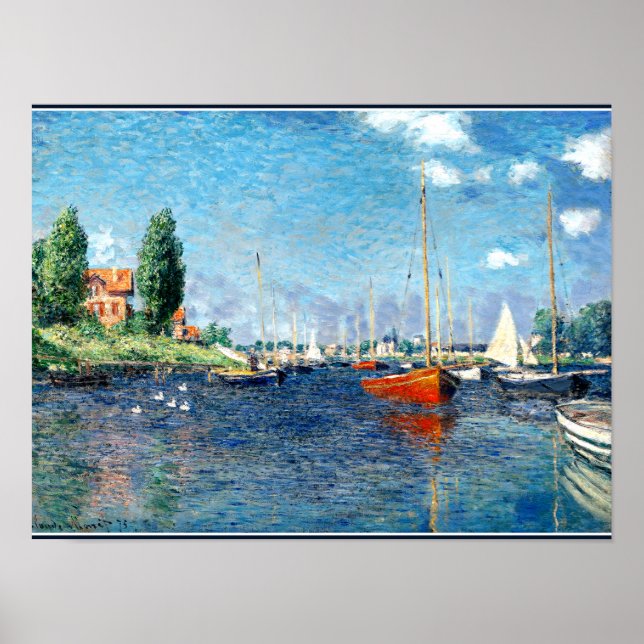 Poster Bateaux rouges, Argenteuil, art de l'impressionnis (Devant)