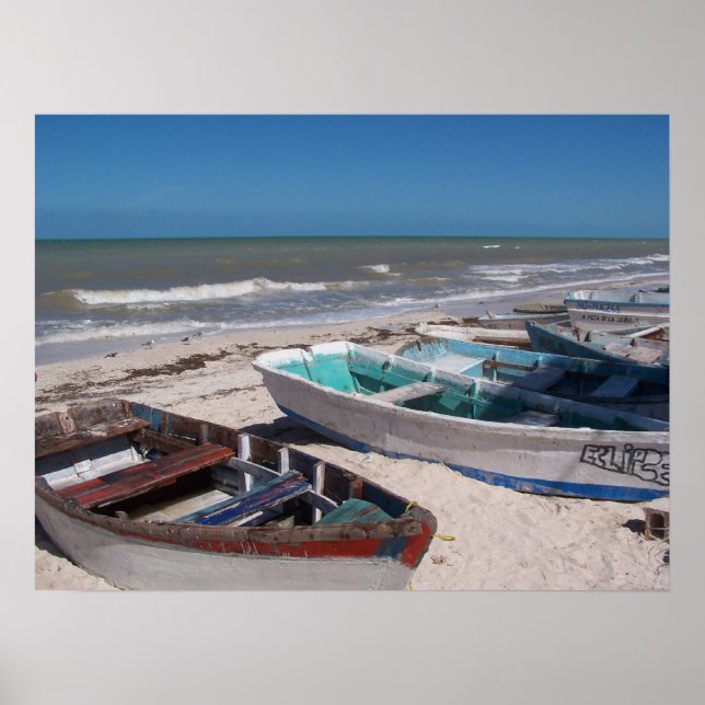 Poster Bateaux sur la plage (Devant)