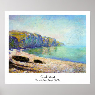 Poster Bateaux sur la plage de Pourville, Low Tide Monet