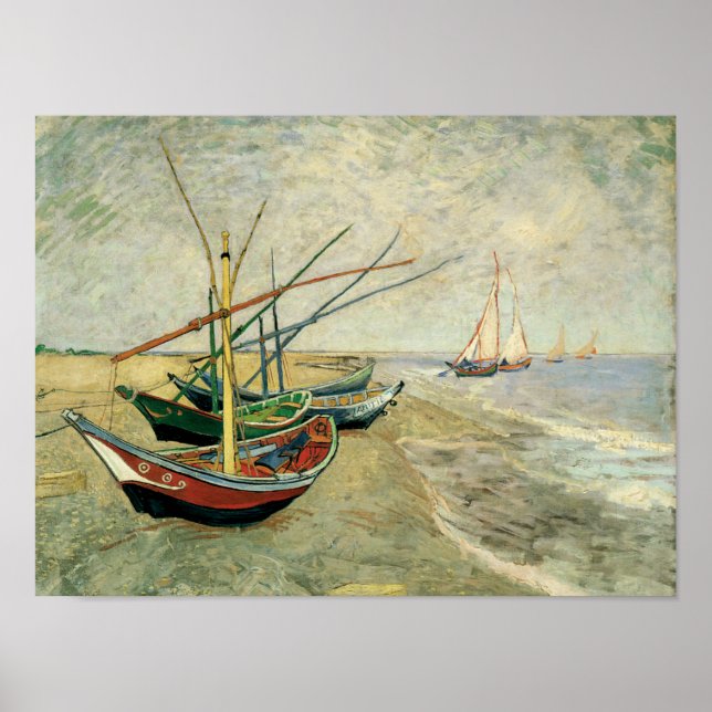 Poster Bateaux sur la plage de Saintes-Maries (Devant)