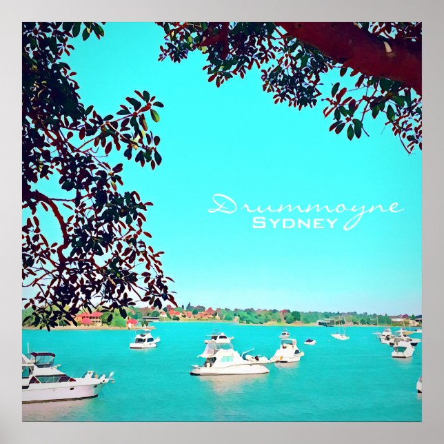 Poster Bateaux sur le port Drummoyne Sydney Voyage (Devant)
