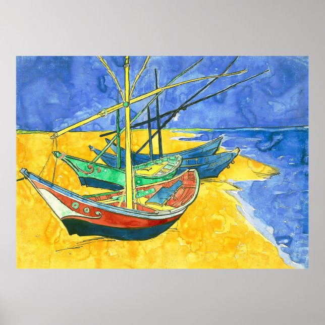 Poster Bateaux Vincent van Gogh à Saintes-Marie (Devant)