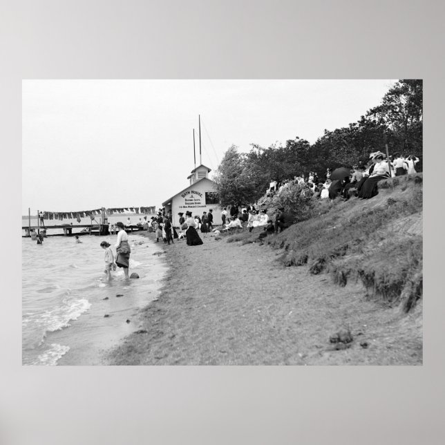 Poster Bath House, île Bois Blanc, MI 1903 (Devant)
