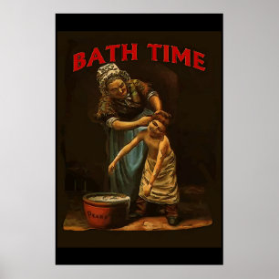 Poster Bath Time, Garçon Vintage à Wash Tub.