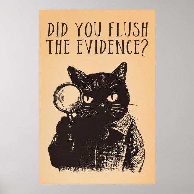 Poster Bathroom Cat Detective (Devant)