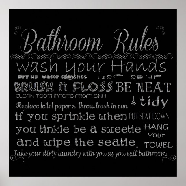Poster Bathroom Rules (Devant)