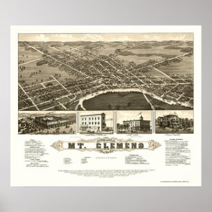 Poster Bâti Clemens, carte panoramique de MI - 1882