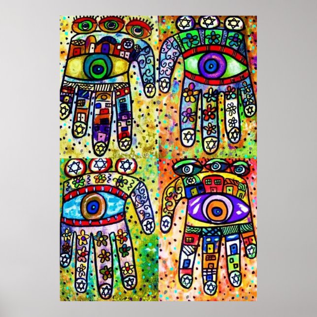 Poster Batik Judaica Hamsas (Devant)
