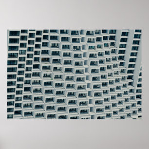 POSTER BÂTIMENT BLANC DE HAUTE ÉTAGE