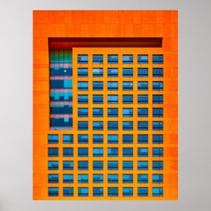 Poster Bâtiment bleu et orange