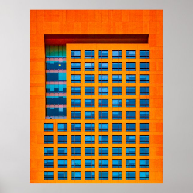 Poster Bâtiment bleu et orange (Devant)