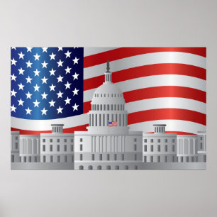 Poster Bâtiment de capitol des USA de Washington DC avec