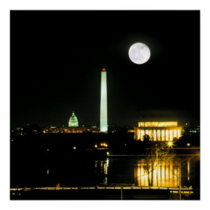 Poster Bâtiment de capitol, le Lincoln Memorial,