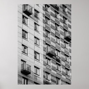 POSTER BÂTIMENT EN BÉTON BLANC ET NOIR
