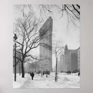 Poster Bâtiment Flatiron en hiver, 1905. Photo vintage