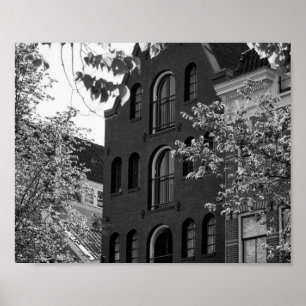 Poster Bâtiment historique noir et blanc à Amsterdam