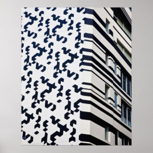 Poster Bâtiment moderne noir et blanc à Hong Kong