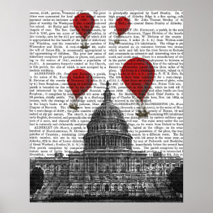 Poster Bâtiment US Capitol et Ballons Red Hot Air