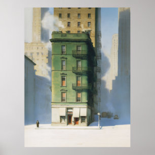 Poster Bâtiment vert à New York en hiver