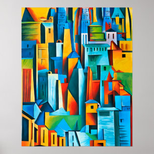 Poster Bâtiments Cityscape Abstraits Gratte-ciel Art