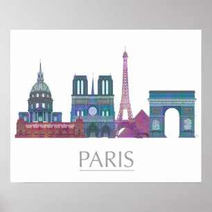 Poster Bâtiments couleur Paris Skyline
