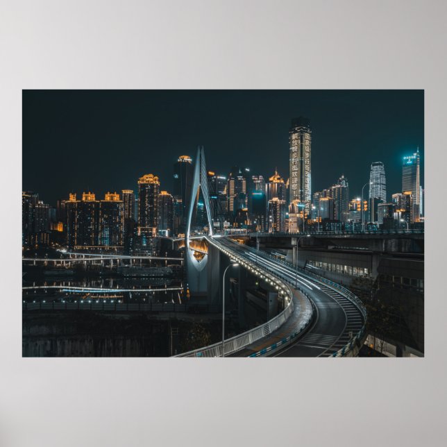 POSTER BÂTIMENTS DE LA VILLE PENDANT LA NUIT (Devant)