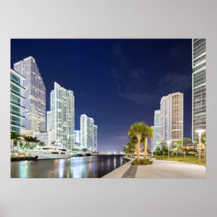 Poster Bâtiments le long de la promenade de Miami River