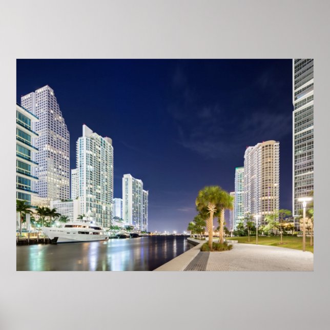 Poster Bâtiments le long de la promenade de Miami River (Devant)