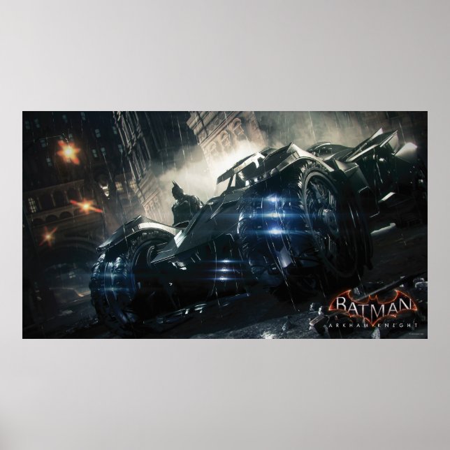 Poster Batman Avec Batmobile Dans La Pluie (Devant)