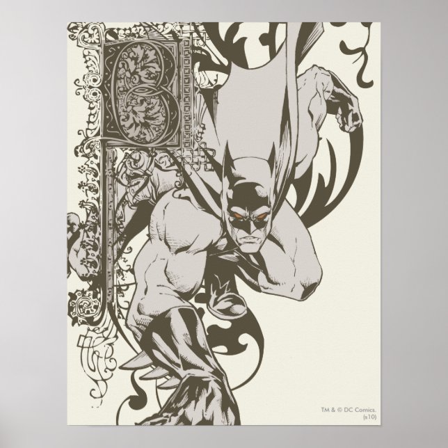Poster Batman et lettre décorée B (Devant)