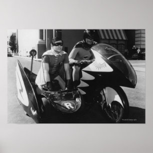 Poster Batman et Robin en Batcycle