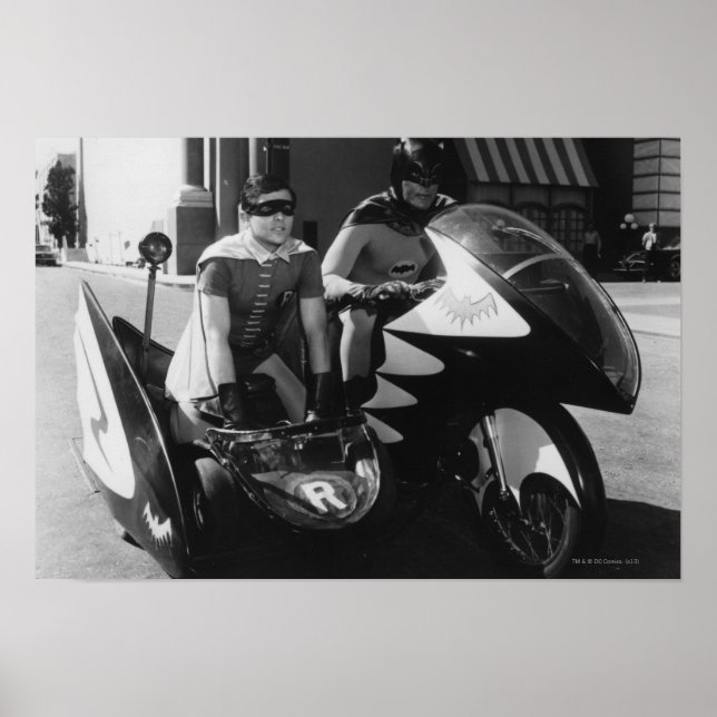 Poster Batman et Robin en Batcycle (Devant)