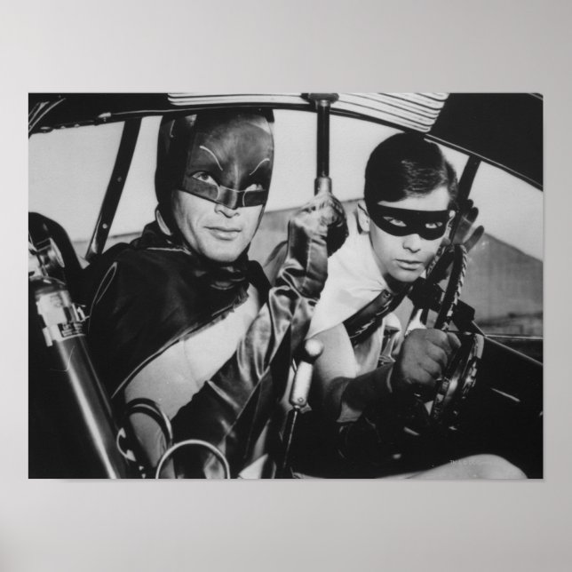 Poster Batman et Robin In Batmobile (Devant)