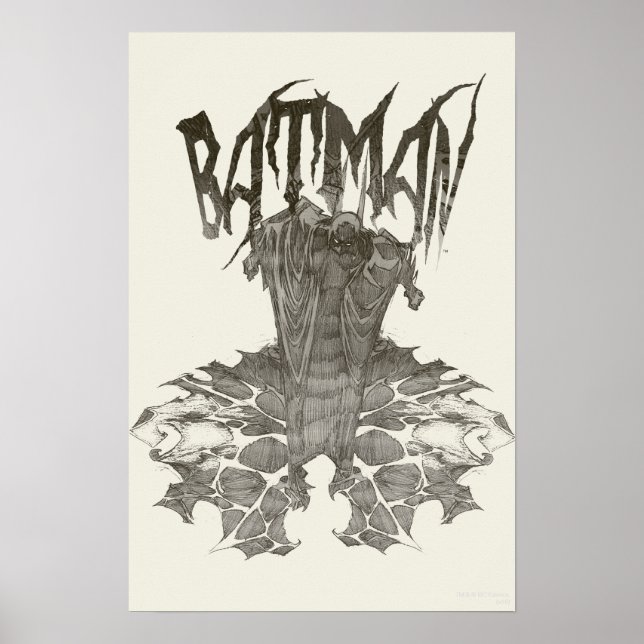 Poster Batman | Graphisme Nouveau crayon Croquis logo bei (Devant)
