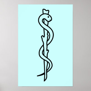 Poster Bâton d'Asclépios [symbole médical]