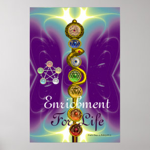 POSTER BÂTON D'ASCLEPIUS 7 CHAKRAS, YOGA, ÉNERGIE SPIRITU