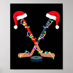 Poster Bâton de hockey sur glace de Noël Chapeau de Père