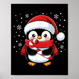 Poster Bâton de Noël de Noël Pingouin Fille Tout-Petit