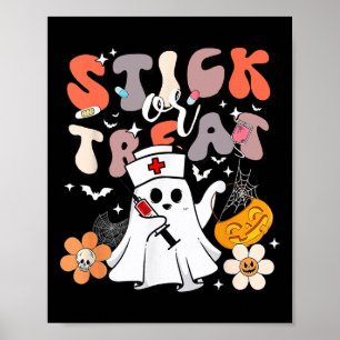 Poster Bâton Ou Traitement Halloween Ghost Nurse Crna Eme