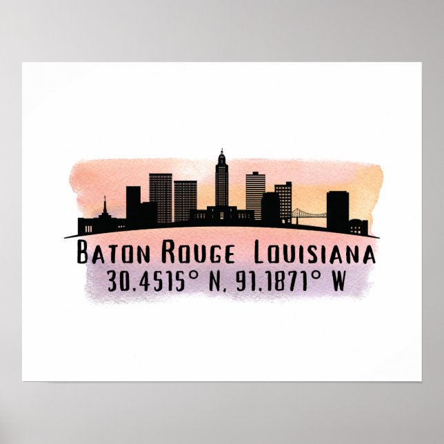 Poster Baton Rouge LA City Skyline (Devant)