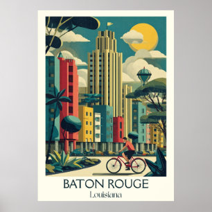 Poster Baton Rouge Louisiane Vintage Skyline City Art