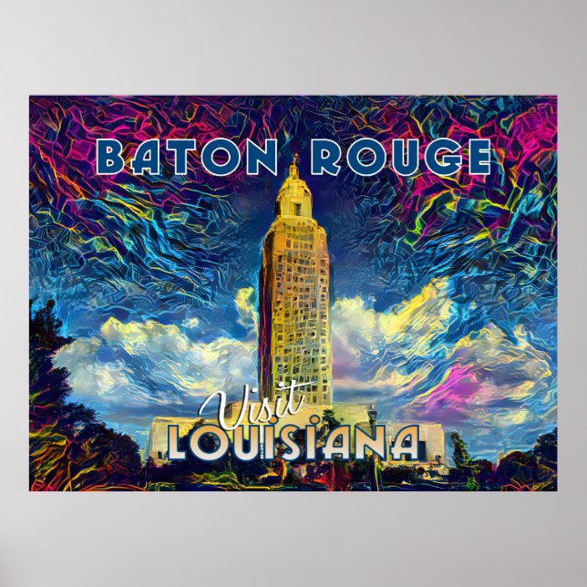 Poster Bâton-Rouge, Visitez la Louisiane... (Devant)