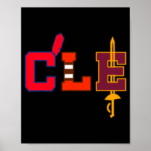 Poster Bâtons de baseball de Cleveland Vintage Ohio Cle R