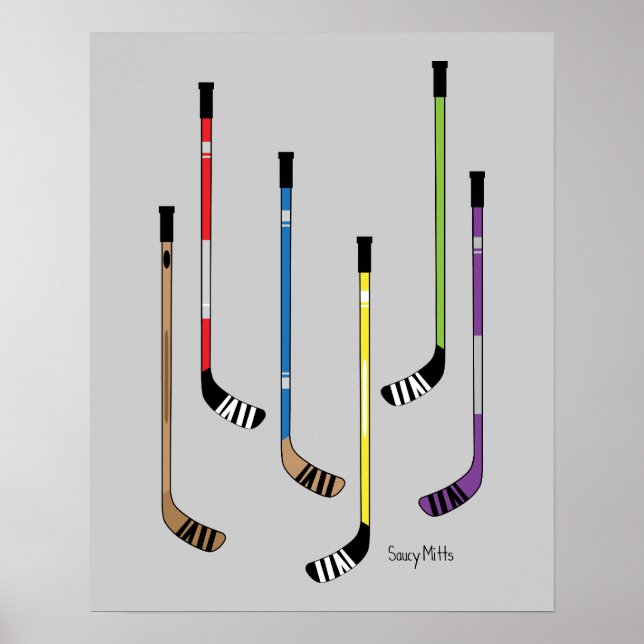 Poster Bâtons de hockey colorés (Devant)