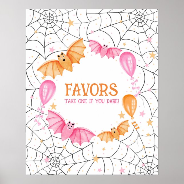 Poster Bats mignons Pastel et toiles d'araignées Hallowee (Devant)