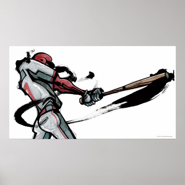 Poster Batte balançoire du joueur de baseball, vue latéra (Devant)