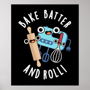 Poster Batterie De Cuisson Et Roulette Drôle Pun De Cuiss