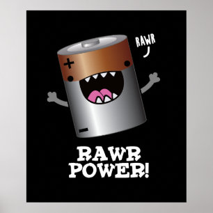 Poster Batterie Rawy Power Funny Pun Dark BG
